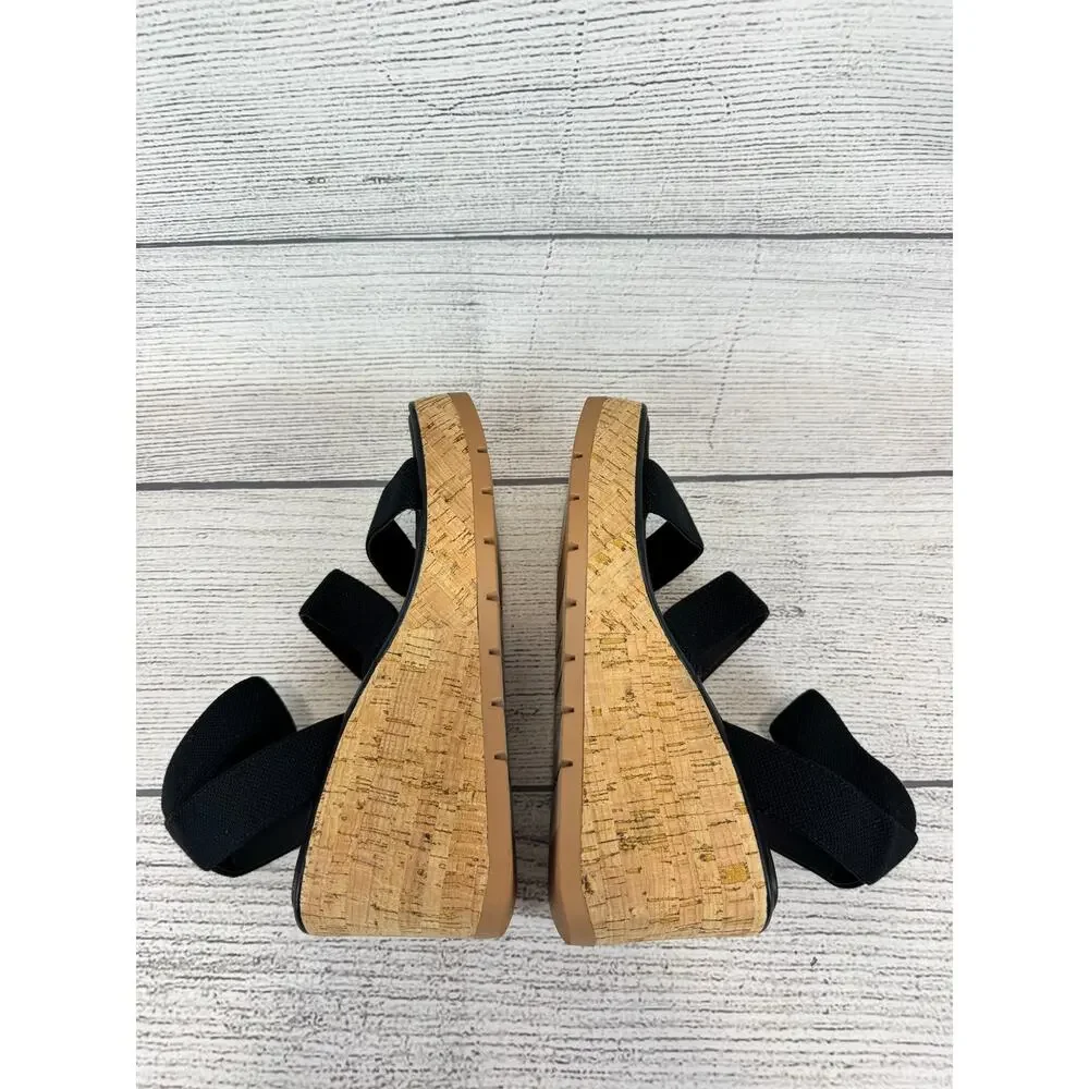 Steve Madden NY Women's Black Strappy Wedge Sandals Size 8.5